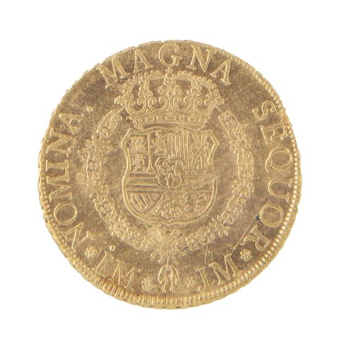  Moneda de 8 escudos de Fernando VI en oro. 1760 . LM. J M