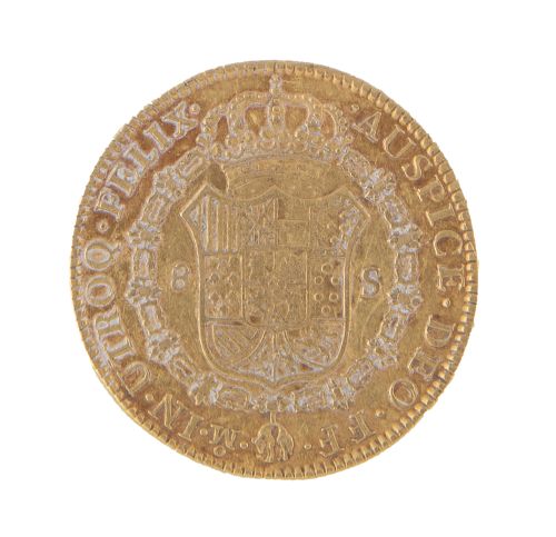  Moneda de 8 Escudos de Carlos III en oro. 1781. México. FF.