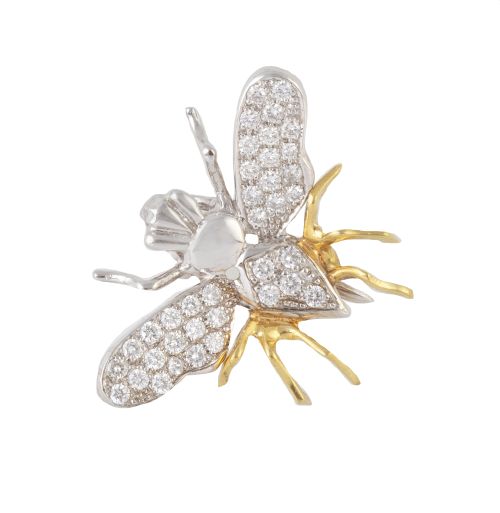 Broche mosca con cuerpo y alas de brillantes