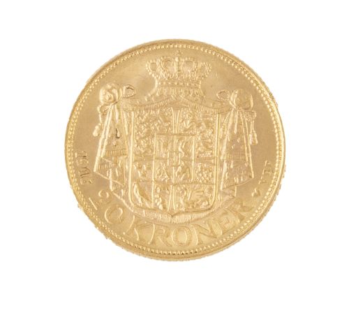 Moneda de 20 coronas de Christian X de Dinamarca en oro. 19