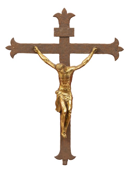 Cristo crucificado.Bronce dorado.Italia, S. XVII.