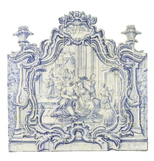 El Nacimiento de la Virgen.Panel de azulejos de época Don