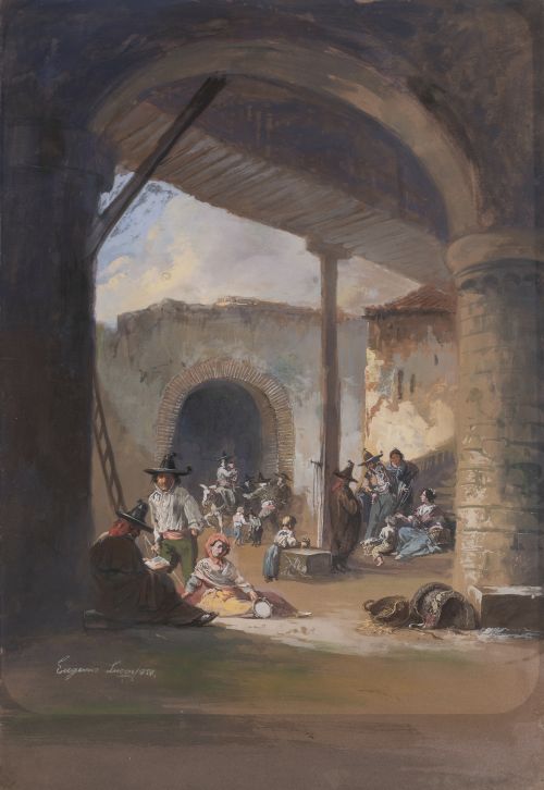 EUGENIO LUCAS VELAZQUEZ (Madrid, 1817- 1870) Escena calle