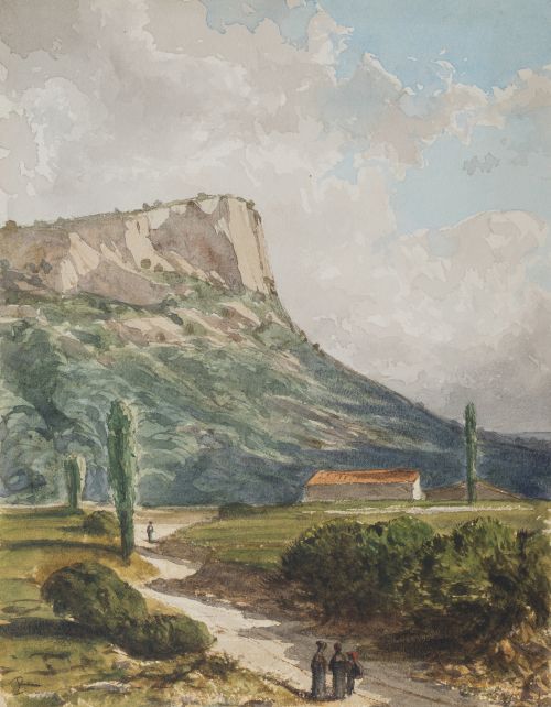 LUIS RIGALT Y FARRIOLS (Barcelona, 1814-1894)Paisaje con 