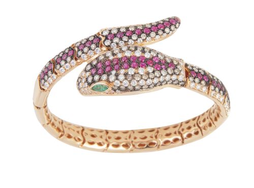 Brazalete rígido con diseño de serpiente con frente cuajado