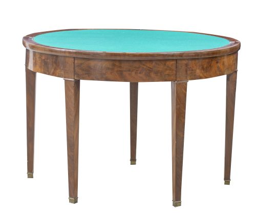 Mesa de juego de estilo Luis XVI, de media luna, de madera 